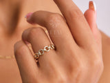 14K Gold Chain Ring, Chain Round Link Ring