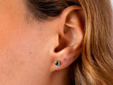 14K Gold Evil Eye Stud Earrings, Evil Eye Tiny Stud