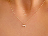 14K Solid Gold Elephant Necklace, Good Luck Charm Necklace