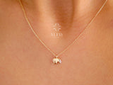 14K Solid Gold Elephant Necklace, Good Luck Charm Necklace
