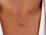 14K Gold Spheres Necklace, Textured Triple Balls Pendant Necklace