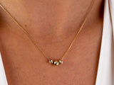 14K Gold Spheres Necklace, Textured Triple Balls Pendant Necklace