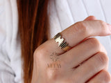 14K Solid Gold ZigZag Thicker Ring, Statement Ring