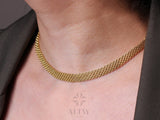 14K Gold Bismark Necklace, 4.4 mm Curb Chain Choker
