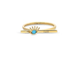 14K Gold Evil Eye Bar Ring, Personalized Name Ring