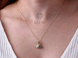 14K Gold Lock Necklace, Little Gold Lock Charm Necklace