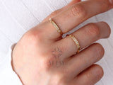 14K Gold Vintage Diamond Ring, Vintage Style Solid Gold Stackable Ring