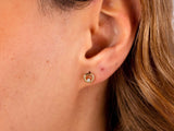 14K Gold CZ Diamond Circle Stud Earrings, Circle Shape Studs
