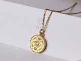 14K Gold Eye Medallion Necklace, Evil Eye Pendant