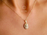14K Gold Roman Coin Necklace, Old Coin Pendant