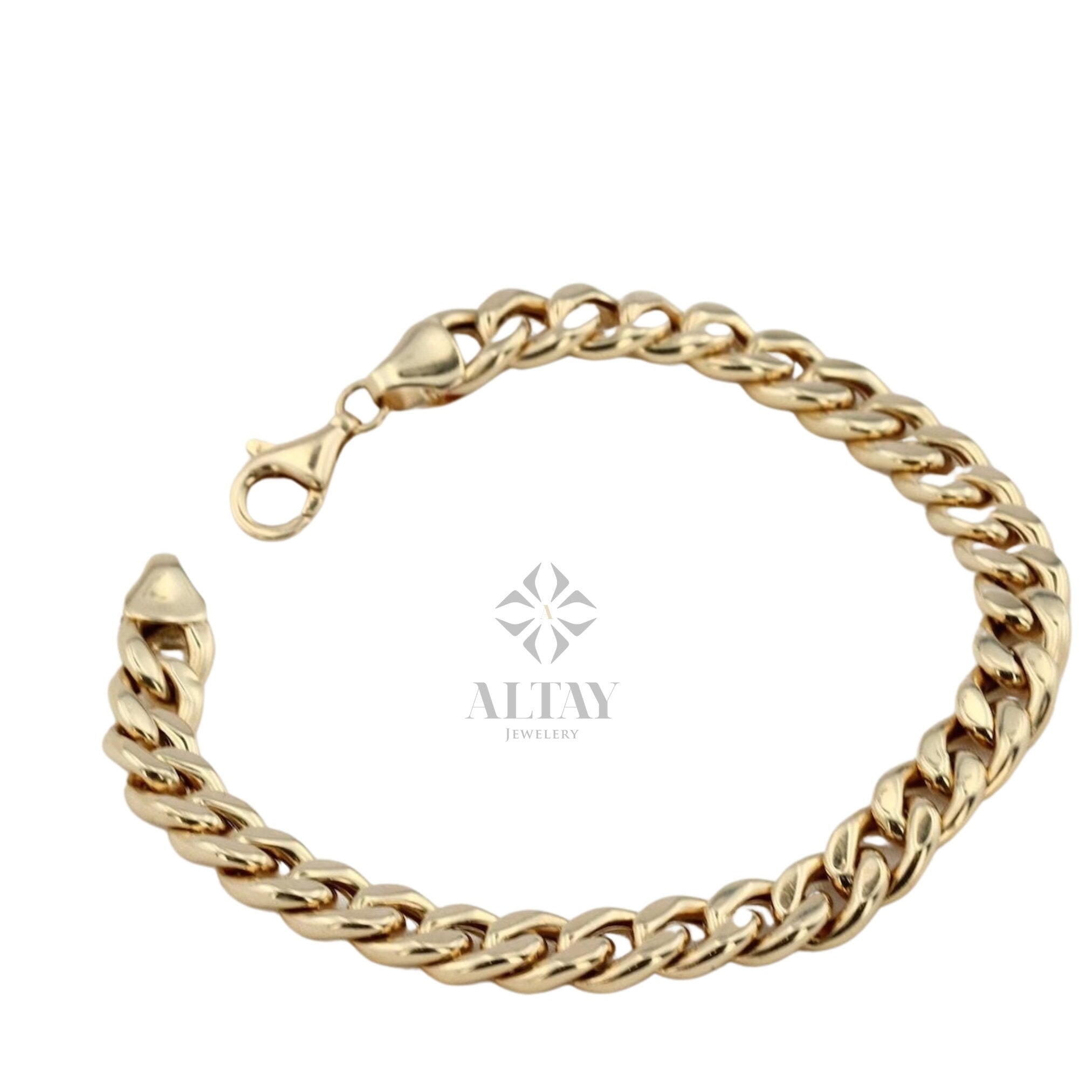 14K Gold 8MM Cuban Link Bracelet, Layering Chain, Chunky Retro Chain, Bold Link, Gift For Her, Stacking Bracelet, Unisex Bracelet