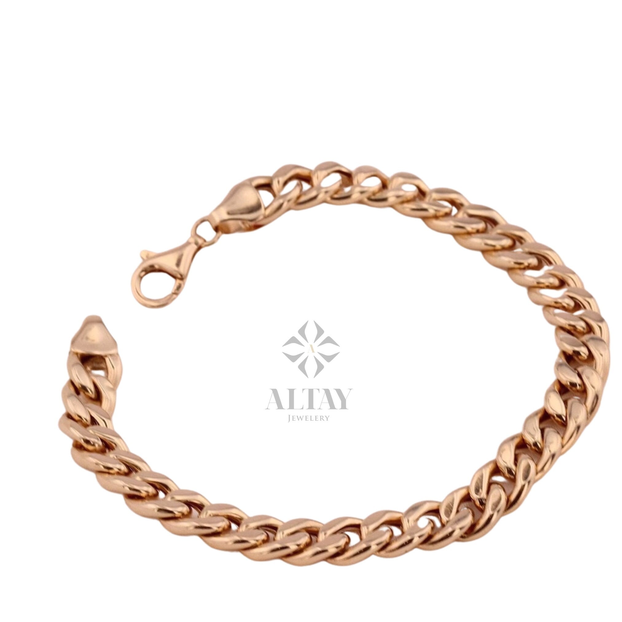 14K Gold 8MM Cuban Link Bracelet, Layering Chain, Chunky Retro Chain, Bold Link, Gift For Her, Stacking Bracelet, Unisex Bracelet