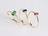 14K Gold Birthstone Rings, Personalized Family Birthstone Ring