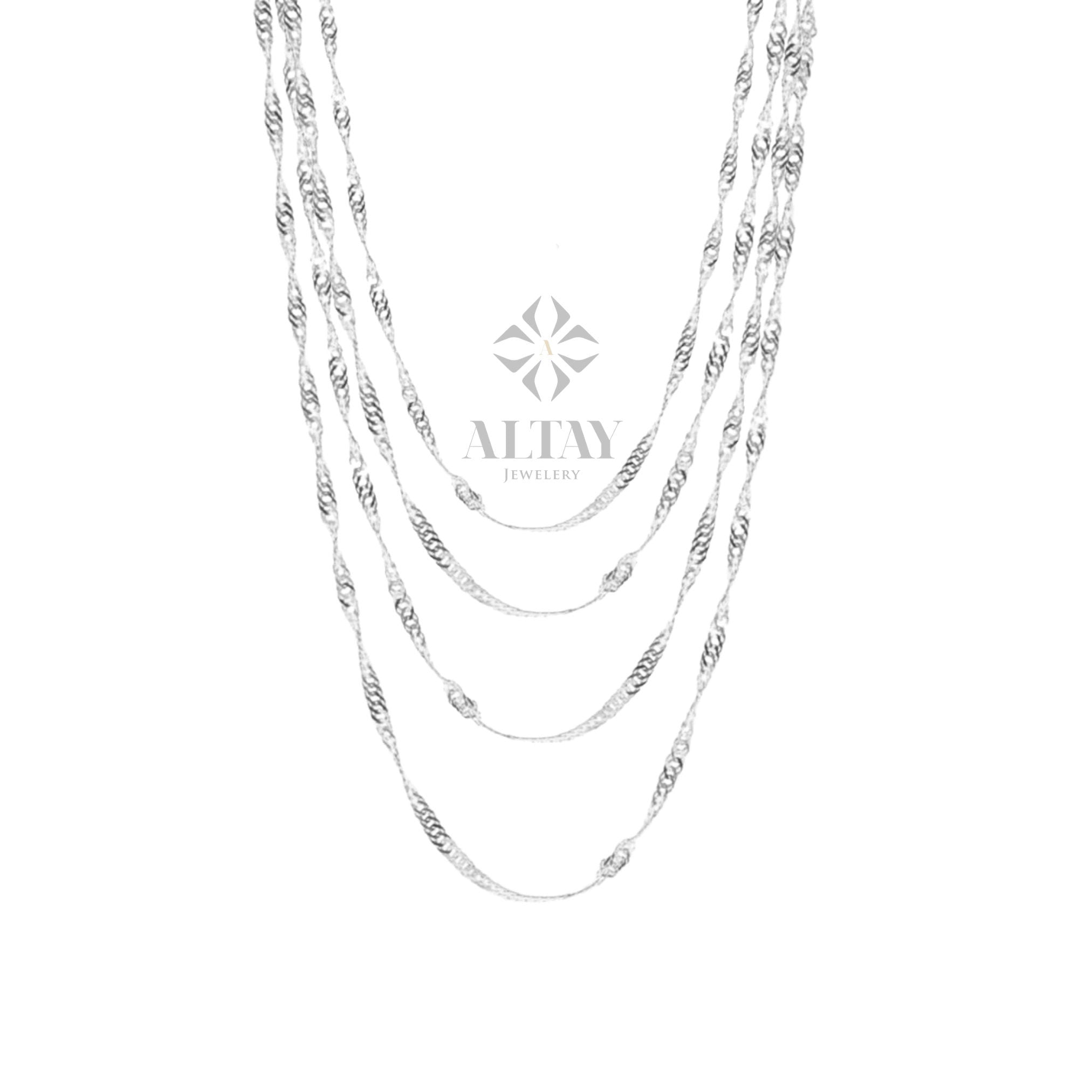 Solid 14K Gold Singapore Chain Necklace, Twisted Dainty Chain, Delicate Layered Necklace, Minimal Gold Chain, Real Gold Jewelry Gift For Her