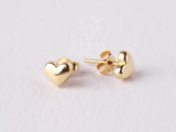 14K Gold Heart Stud Earrings, Mini Heart Earrings
