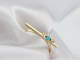14K Gold Evil Eye Bar Ring, Stackable Dainty Ring