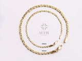 14K Gold Anchor Mariner Chain Bracelet, 3mm 4mm Flat Bracelet