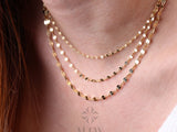 14K Gold Sparkle Chain Necklace, Glitter Chain Necklace