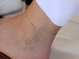 14K Gold Glitter Chain Anklet, Sequin Sparkle Chain Anklet