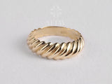 14K Gold Croissant Dome Ring, Twisted Dome Ring