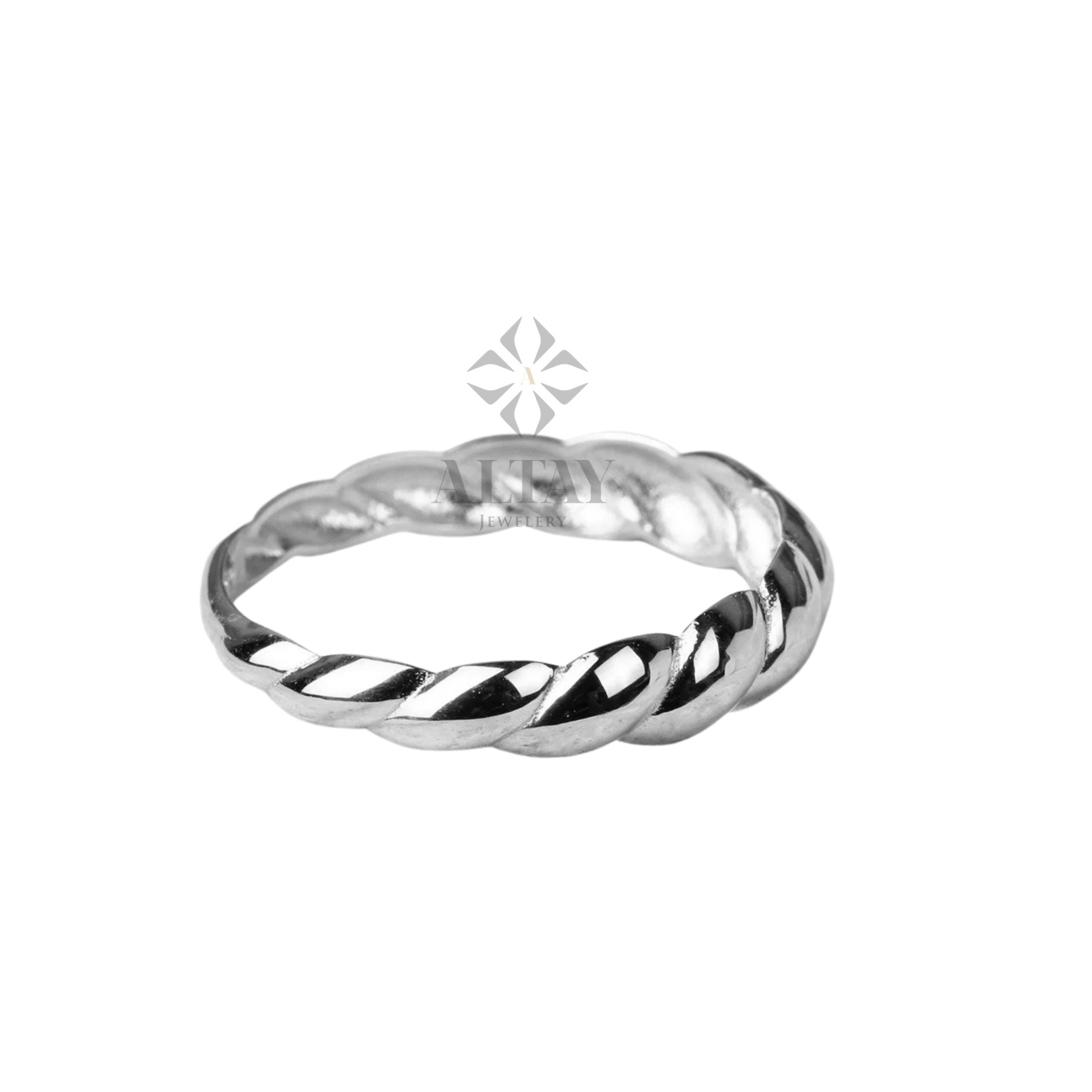 14K Gold Twisted Band Ring, Dainty Rope Style Gold Ring, Minimal Real Gold Ring, Everyday Stacking Band, Gift for Her