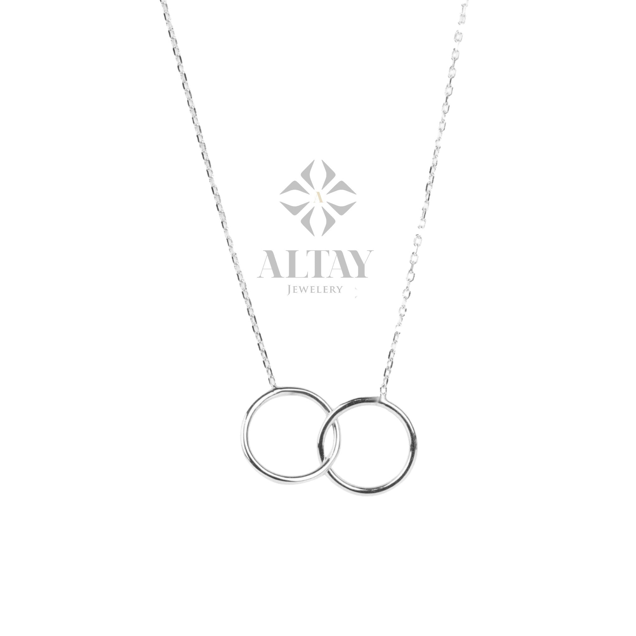 14K Gold Infinity Necklace, Unity Link Necklace, Minimal Dainty Double Circle Interlocking Choker, Delicate Layering Pendant, Simple Charm