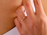 14K Gold Chevron Ring, V Shaped Band Ring