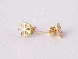 14K Gold Snowflake Stud Earrings, Winter Studs