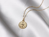 14K Gold Eye Medallion Necklace, Evil Eye Pendant