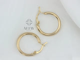14K Gold Round Hoop Earrings, 12mm Tube Hoop Earrings