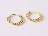 14K Gold Curb Link Hoops, Cuban Chain Hoop Earrings