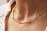 14K Gold Bead Chain Necklace, Two Tone Balls Necklace