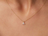 14K Gold Trio Cz Diamond Necklace, 3 Stone Necklace