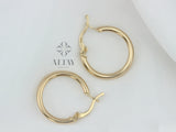 14K Solid Gold Earrings, 2mm Thick Classic Lightweight Hoops