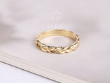 14K Gold Palm Franco Chain Ring, Celtic Braided Gold Ring