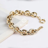 14K Gold Paperclip Rolo Chain Bracelet, Oval Rectangle Paper Clip Chain
