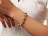14K Gold Paperclip Rolo Chain Bracelet, Oval Rectangle Paper Clip Chain