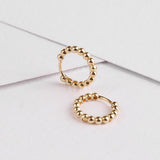14K Gold Beaded Huggie Hoops, Tiny Bead Huggie Hoops