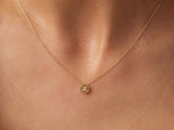 14K Gold Solitaire Necklace, Hexagon Cz Diamond Solitaire Pendant