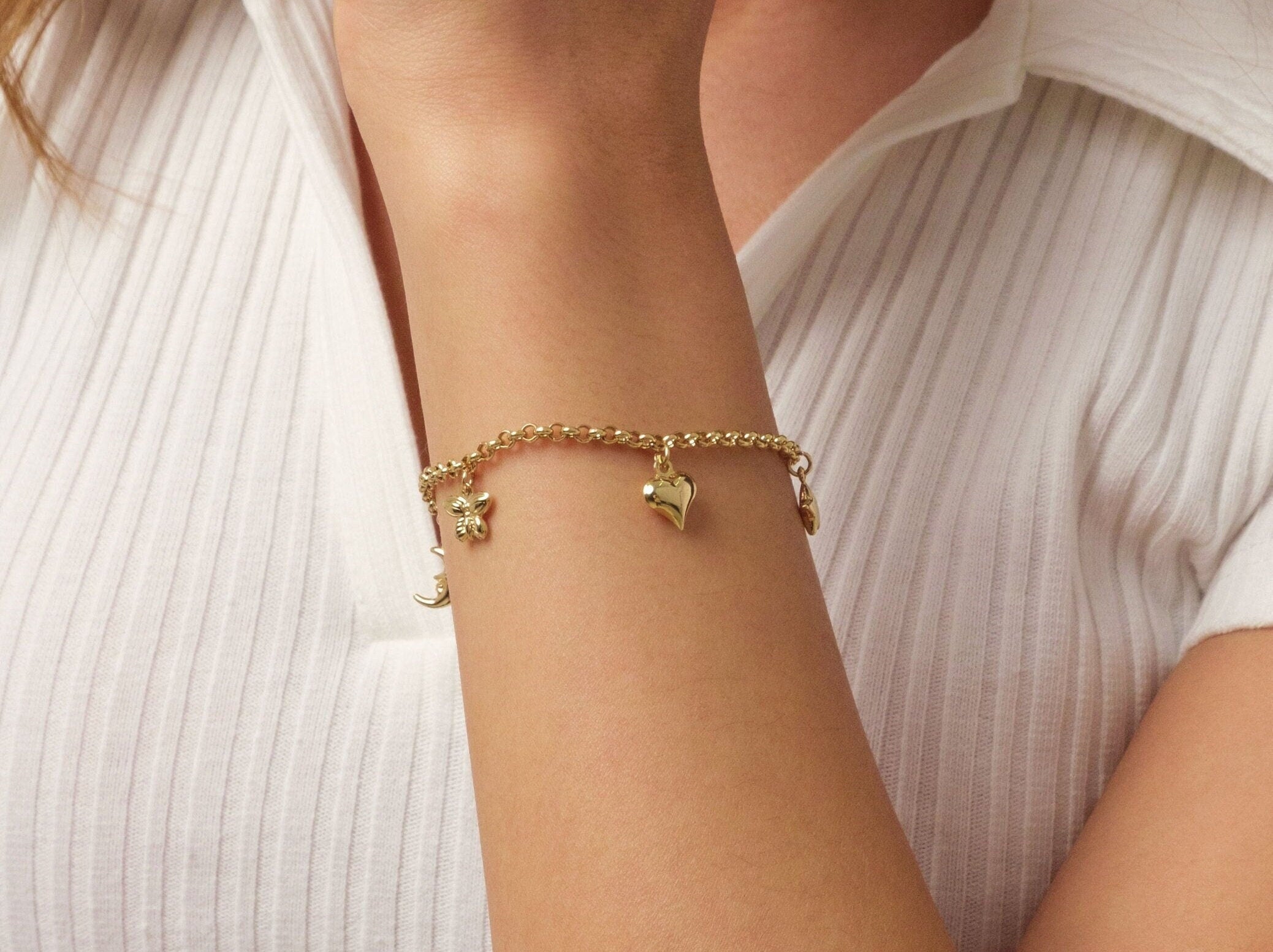 14K gold 3mm rolo chain bracelet