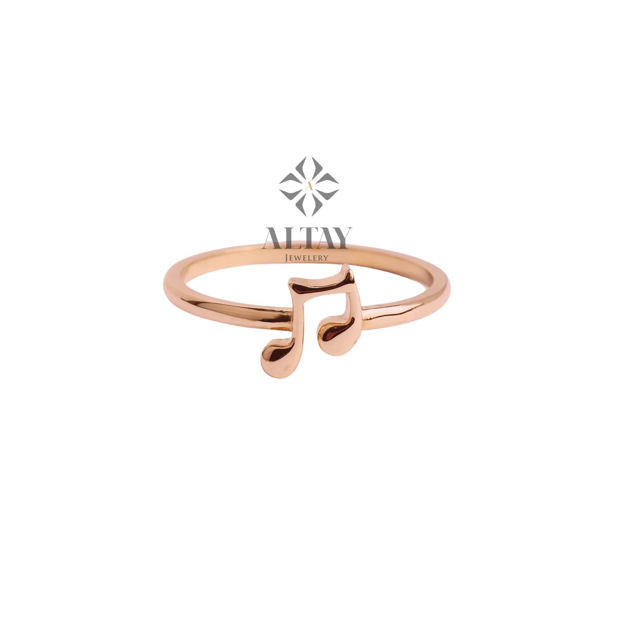 14K Gold Music Note Ring, Musicians Gold Ring, Musical Note Band Ring, Quaver Note Ring, Music Lover Jewelry, Musical Sheet Ring