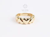 14K Gold Heart Ring, Puffy Heart Love Ring