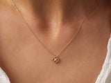 14K Gold Clover Necklace, Cz Diamond Necklace