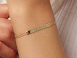 14K Gold Bar Bracelet, Custom Bar Bracelet
