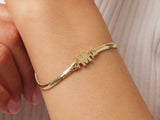 14K Gold Snake Chain Initial Bracelet, 2.5mm Herringbone Bracelet