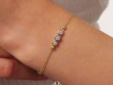 14K Gold Trio Bezel Diamond Bracelet, Three Stone Diamond Bracelet