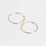 14K Gold Endless Hoop Earring, Round Hoops