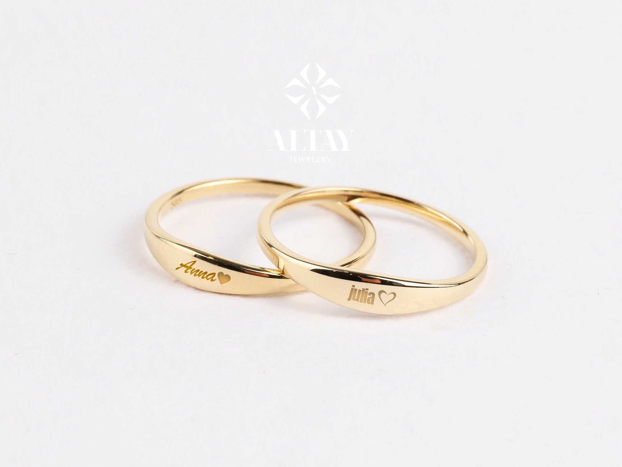 14K Gold Custom Name Ring, Stackable Name Ring, Dainty Stacking Rings, Initial Engraved Rings, Personalized Gift, Baby Name Mom Gift