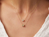 14K Gold Cylinder Tube Necklace, Pave Cz Diamond Pendant Necklace