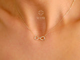 14K Solid Gold Infinity Necklace, Eternity Pendant